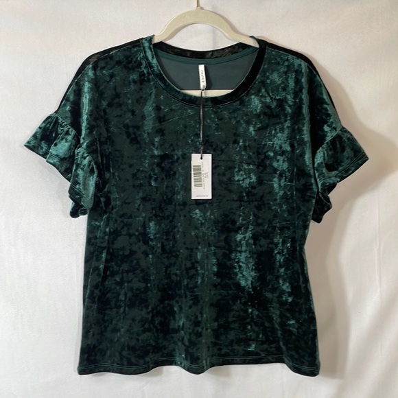 Z Supply Tops - Z Supply Velvet Top M NWT Short Sleeve Ruffle Sleeve Party Festival